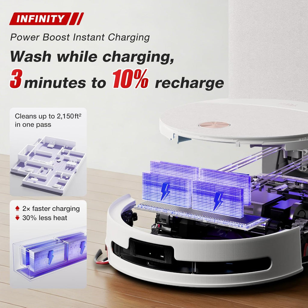 Yeedi M16 Infinity Robot Vacuum & Mop, 30000Pa Blast Suction, Infinity Runtime, Instant Self-Cleaning OZMO Roller Mop, Hot Water Wash & Hot Air Dry Omni Station, ZeroTangle 4.0, AI Obstacle Avoidance