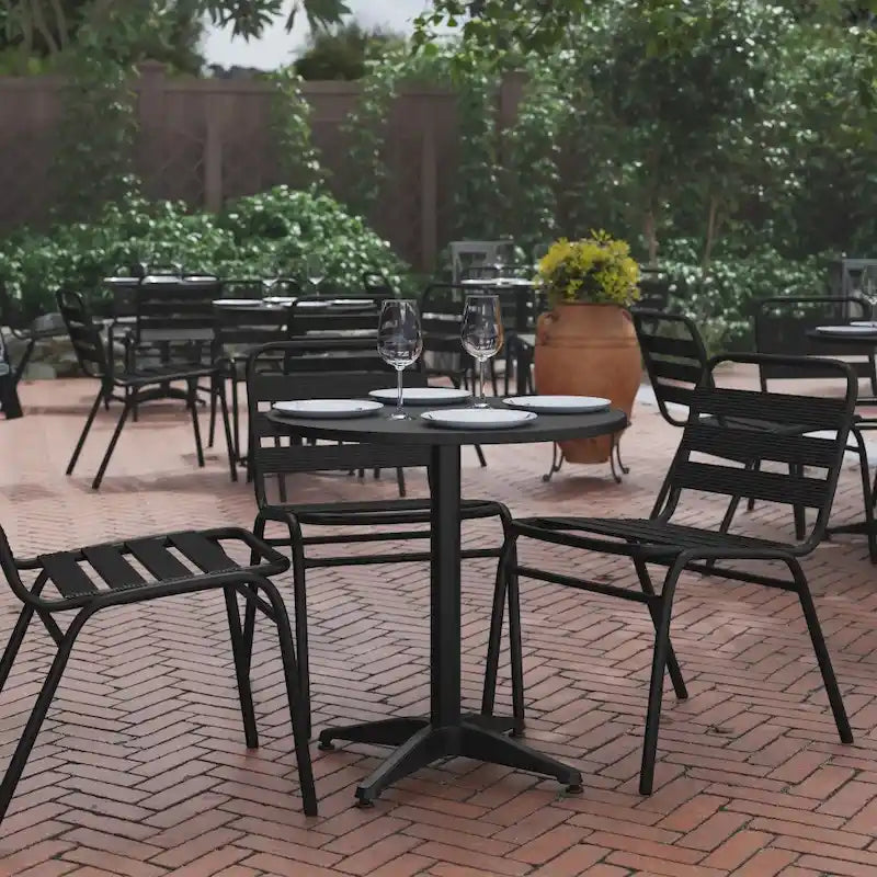 27.5 Round Aluminum Smooth Top Indoor-Outdoor Table with Base
