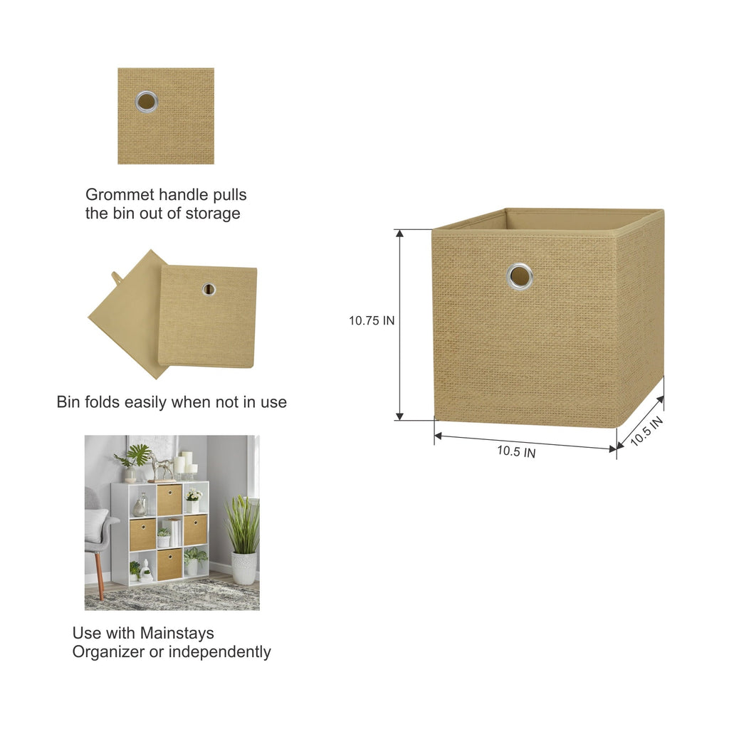 Collapsible Fabric Cube Storage Bin, Rich Black