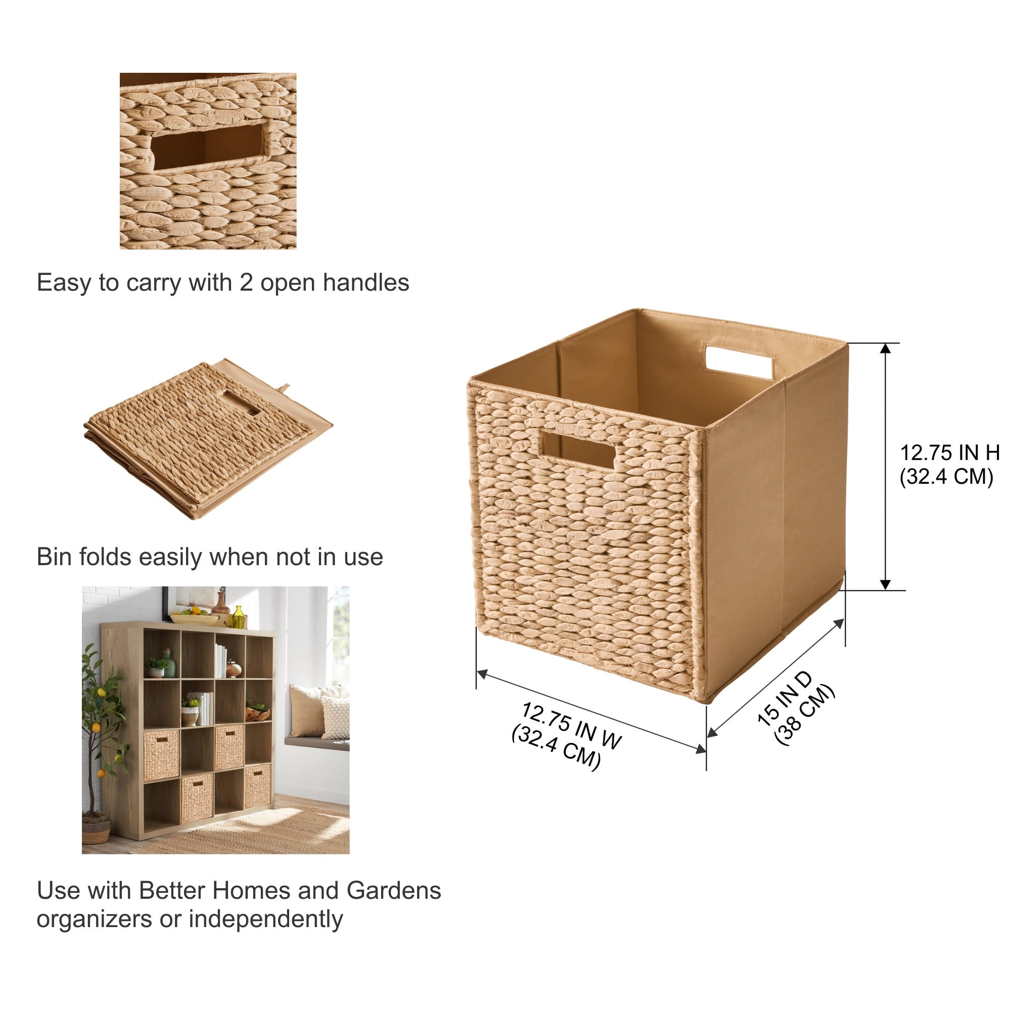 Better Homes & Gardens Collapsible Fabric Cube Storage Bin, Vanilla
