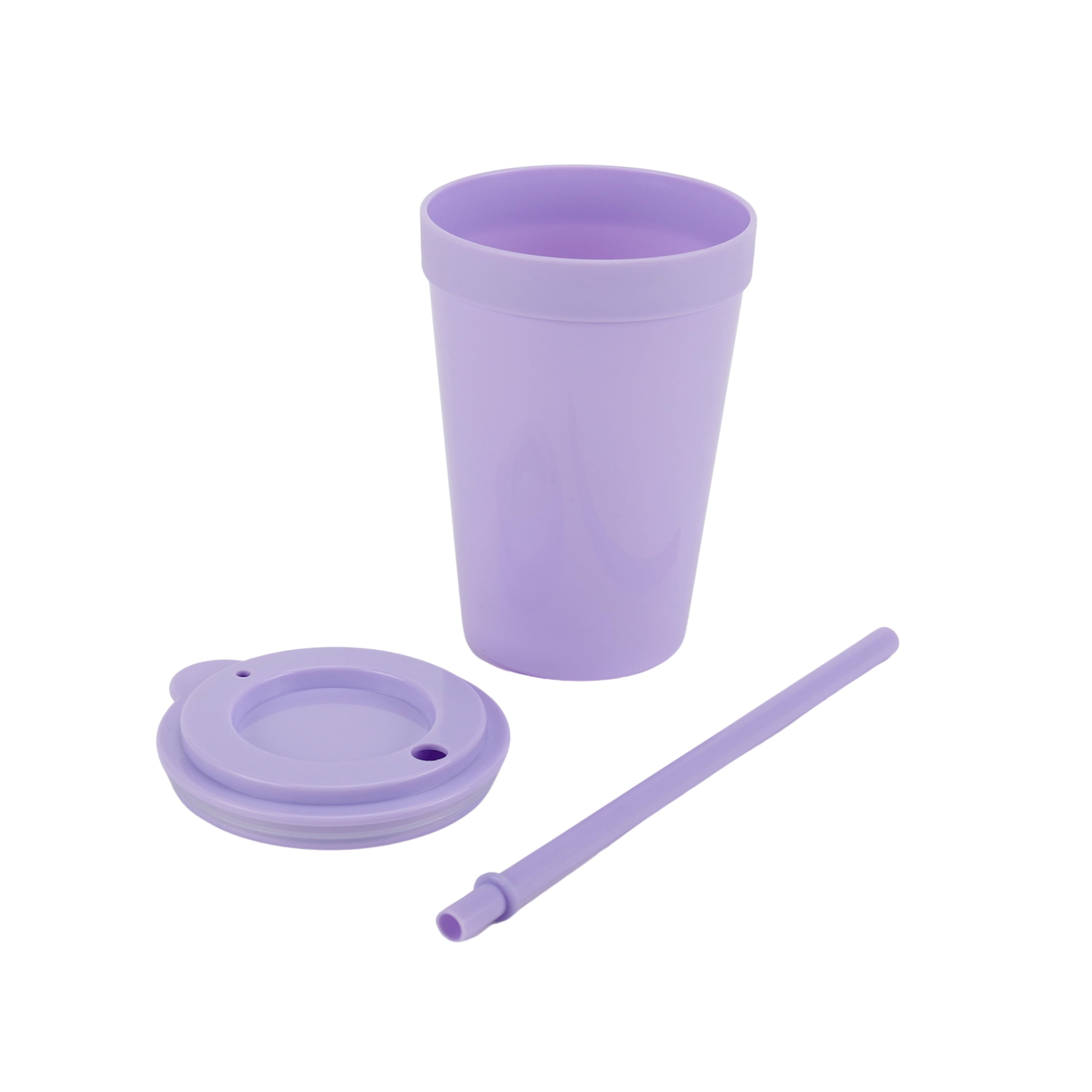 4-Pack Plastic 15-Ounce Capacity Tumbler Set with Lid and Straw, Multi-Colored
