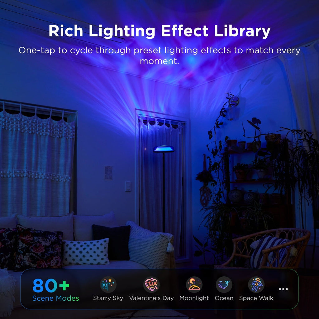 Floor Lamp RGBIC Ripple Projector Modern Style - LED, Dimmable, 1000lm, White