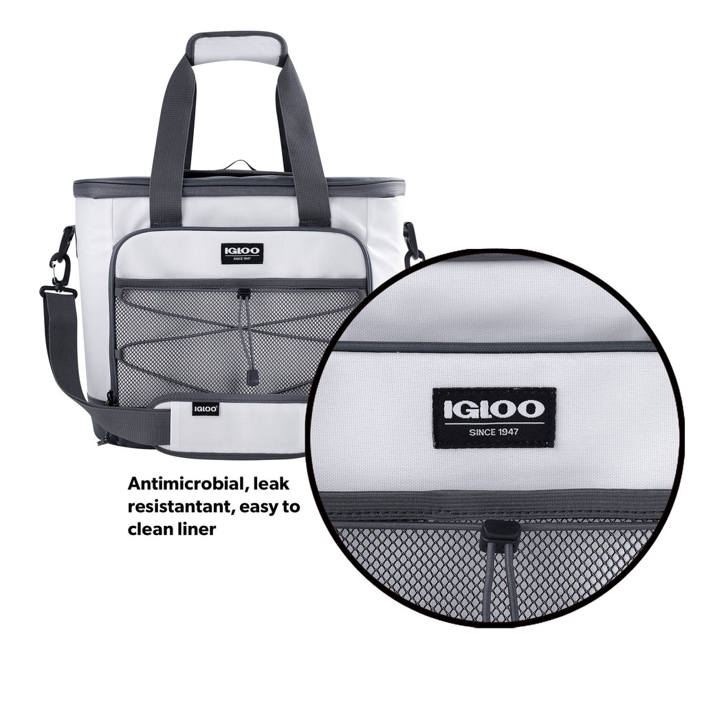 Marine 28 Can Capacity Soft-Sided Tote Cooler, White and Gray