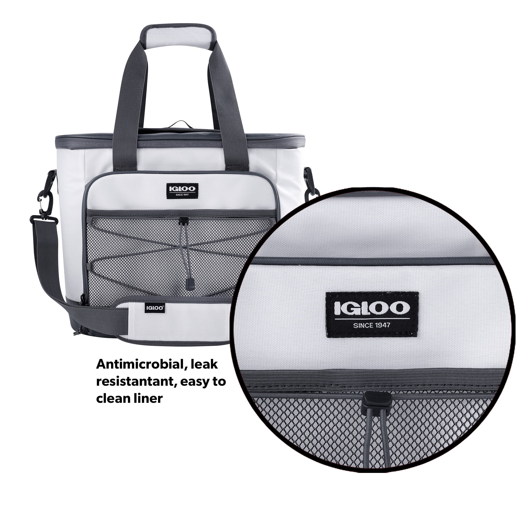 Marine 28 Can Capacity Soft-Sided Tote Cooler, White and Gray