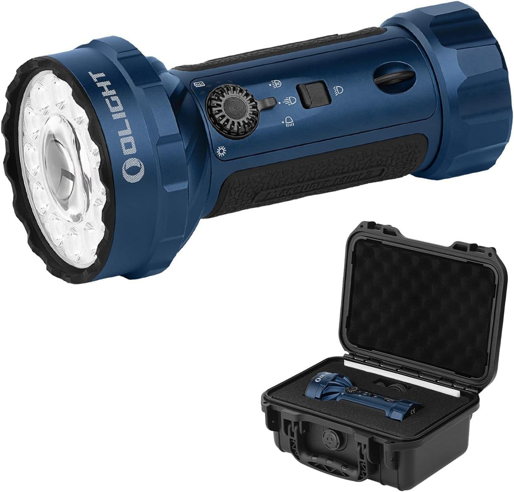 Marauder Mini 2 Bright Flashlight 10,000 Lumen with 750 Meters Beam Distance, Rechargeable Light with Dual Charging & 5 Lighting Modes for Outdoor, Camping, Emergencies (Midnight Blue)