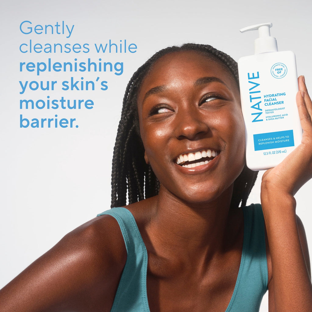 Hydrating Face Wash for Dry Skin, Sulfate Free, with Hyaluronic Acid and Shea Butter, Dermatologist Tested, 12.5 fl oz