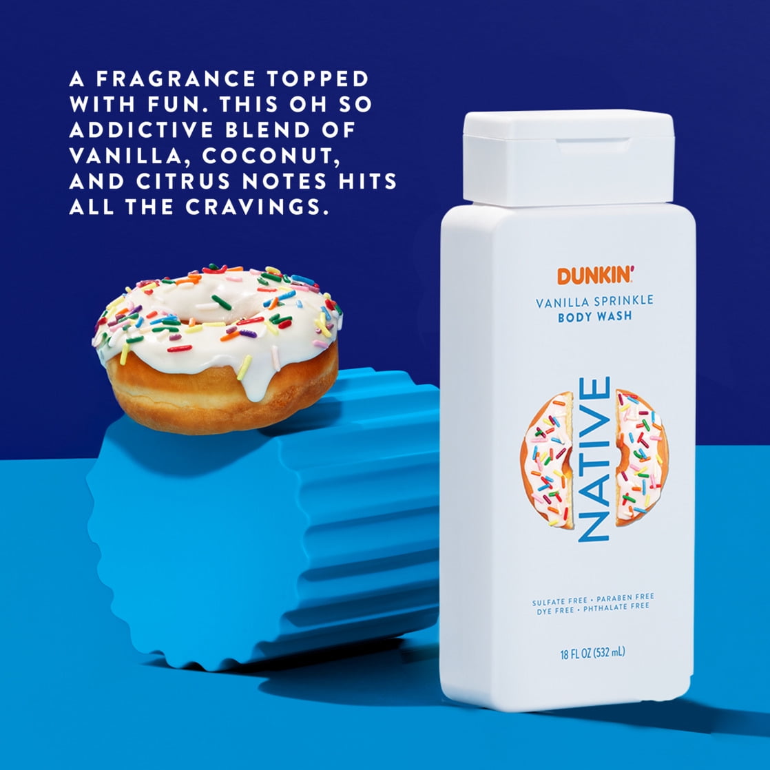 Dunkin' Body Wash for Women and Men, Vanilla Sprinkle, 18 oz