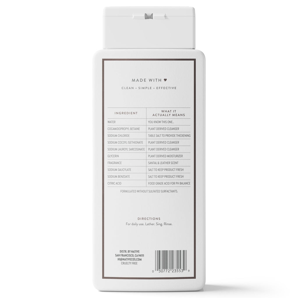 Body Wash, Santal & Leather, Sulfate Free, Naturally Derived Ingredients, 24hr Freshness, for Women & Men, 18 fl oz