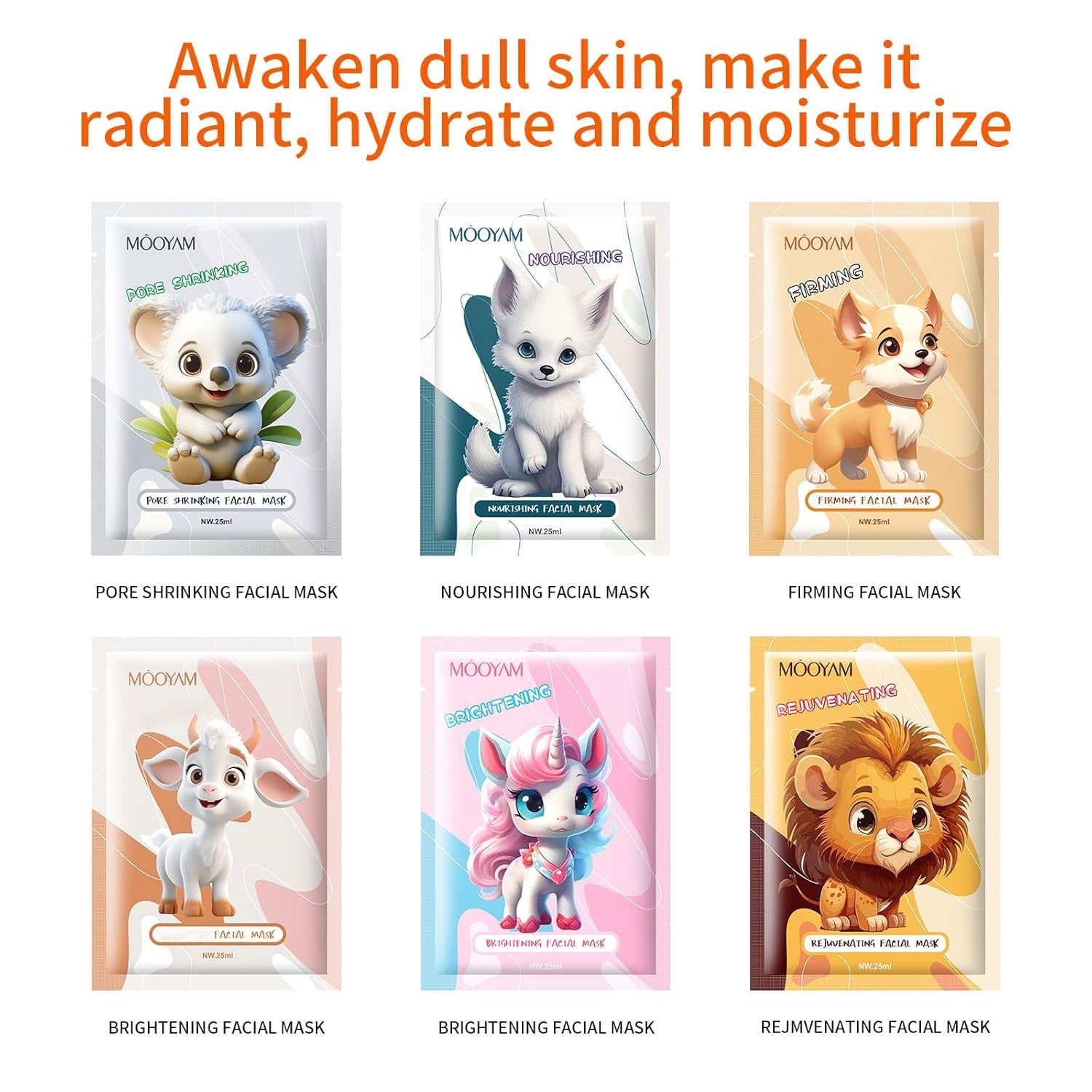 11 Pack Fruit Moisturizing Facial Mask Sheet, Rich in Fruit Essence Face Mask to Brighten and Hydrate Dull Skin