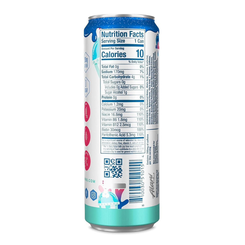 Energy Drinks Blue Slush Zero Suger, Low - Calorie, Energy Boost Drinks 12 oz (6 Pack)
