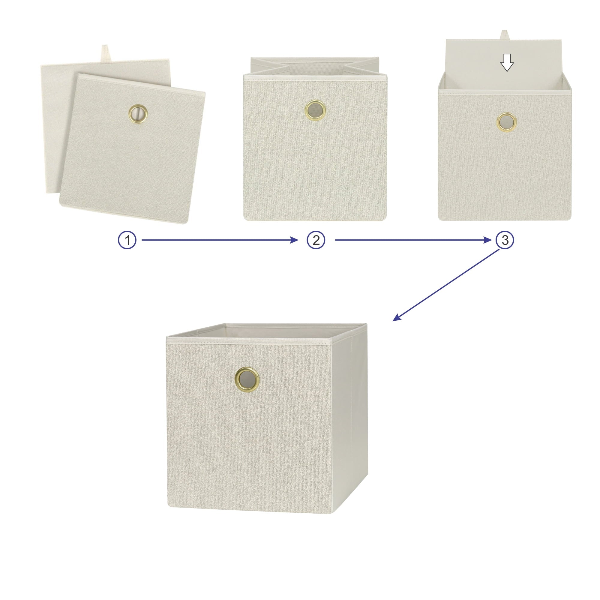 Collapsible Fabric Cube Storage Bins (10.5" x 10.5"), Blue Cove, 4 Pack
