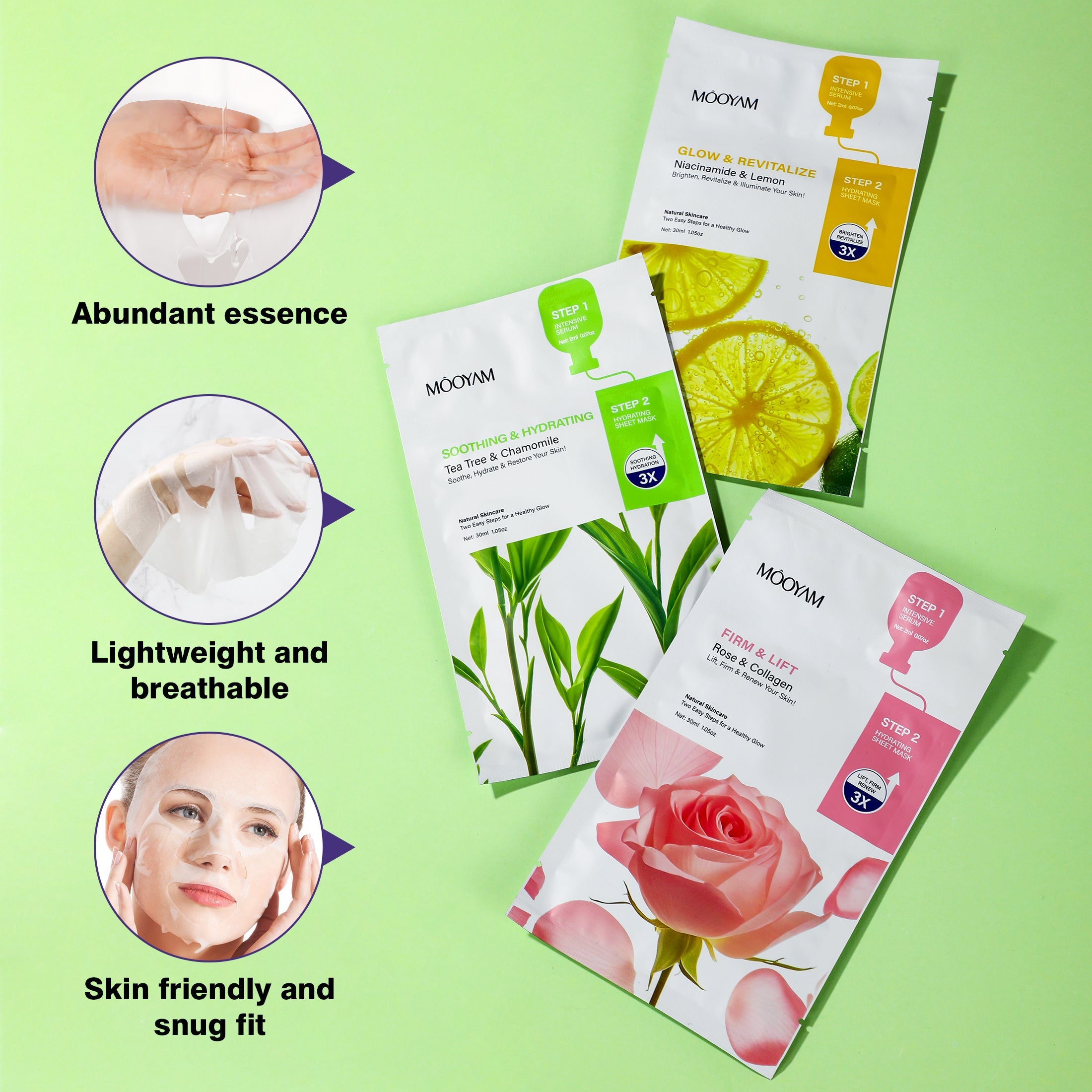 11 Pack Fruit Moisturizing Facial Mask Sheet, Rich in Fruit Essence Face Mask to Brighten and Hydrate Dull Skin
