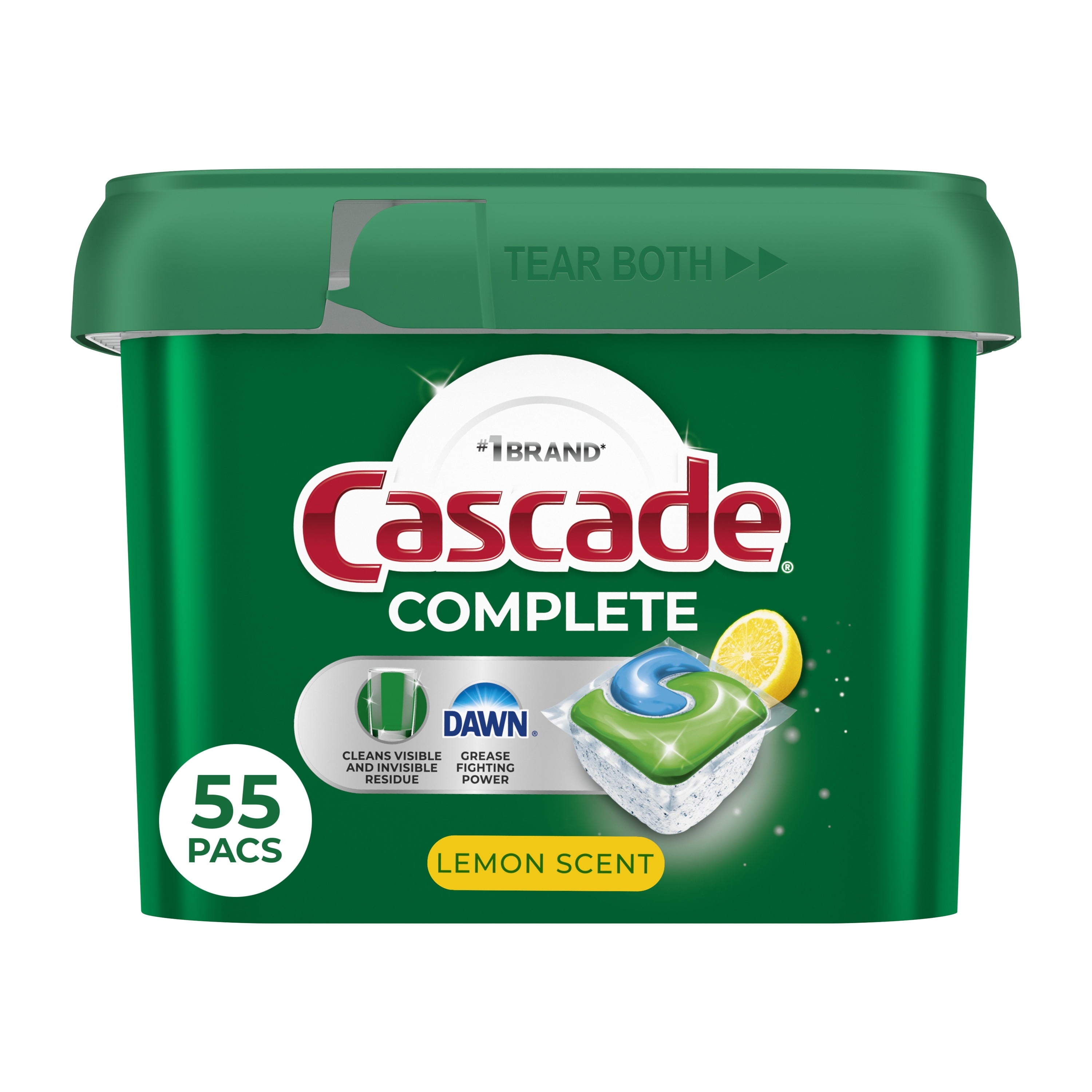 Complete Dishwasher Pods, Dishwasher Detergent, Dish Detergent Soap, Lemon, 55 Count