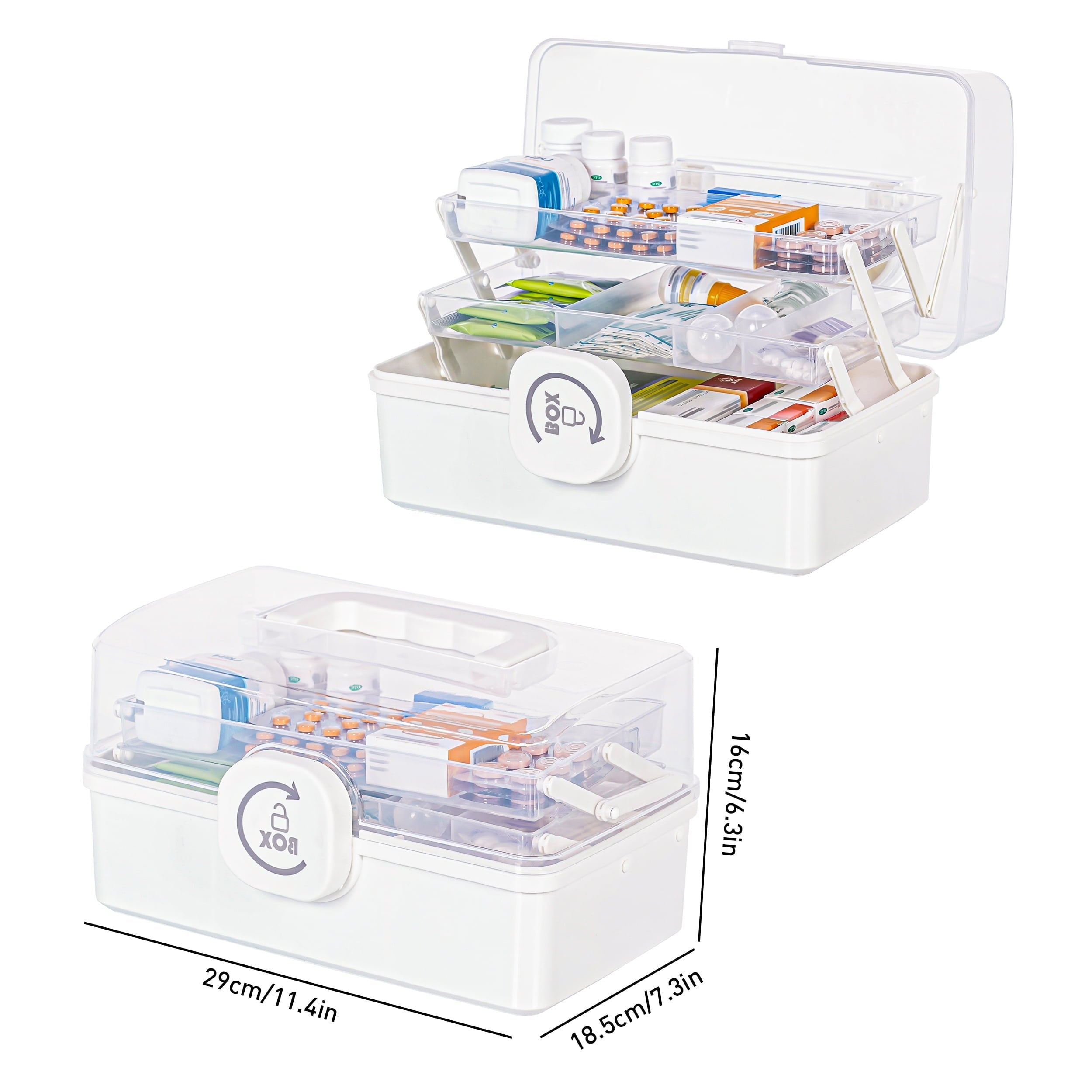 5 Layer storage bins with lid Stack & Carry Box Plastic Handled with Removable Tray for Craft Adult