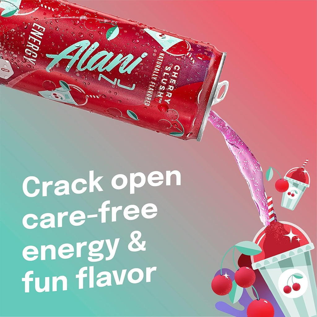 New Alani Energy Drinks Sherbet Swirl, Cherry Slush Flavors Variety Pack, Biotin B Vitamins, Sugar-Free, Low-Calorie, 200mg Caffeine, Energy Boost Drink 12 fl oz (Pack of 6)
