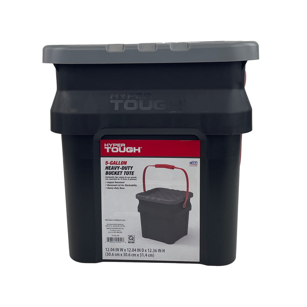 5 Gallon Heavy Duty Plastic Material Bucket Tote, Black, Adult