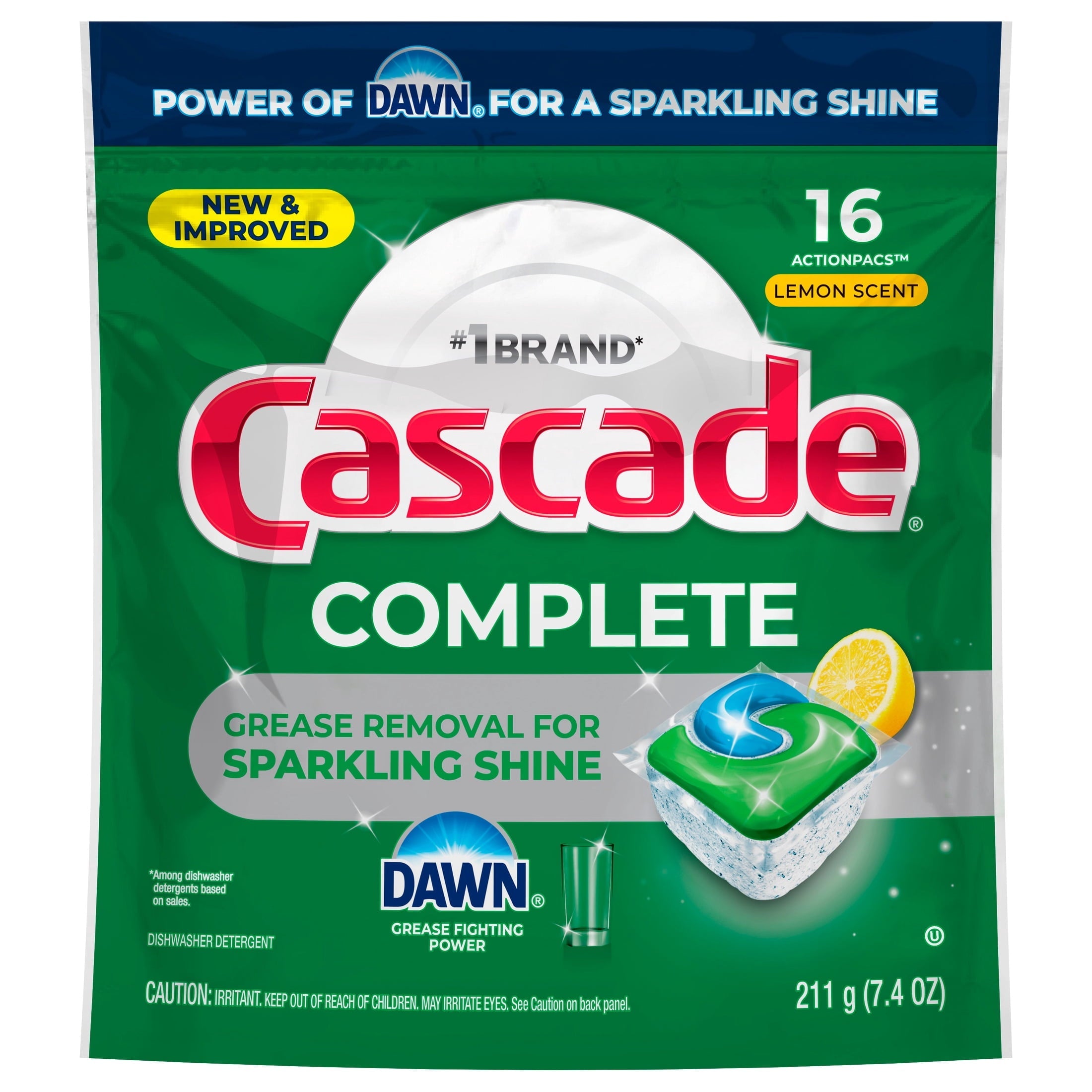 Complete Action Pacs, Dishwasher Detergent, Lemon, 16 Count