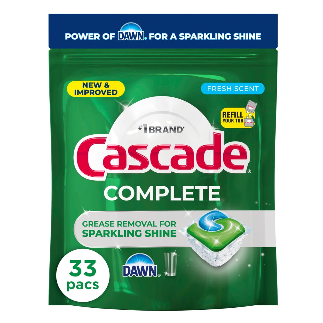 Complete Dishwasher Detergent Fresh, 33ct
