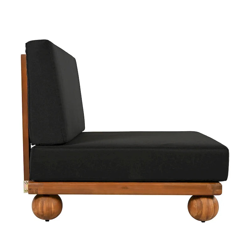 Scott Living Dulcie 4 Piece Outdoor Acacia Wood L Shape Setional Sofa with Removable Cushions