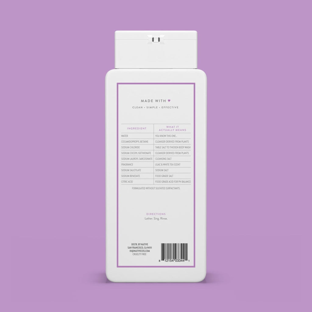 Body Wash, Lilac & White Tea, Sulfate Free, Naturally Derived Ingredients, 24hr Freshness, for Women & Men, 18 fl oz