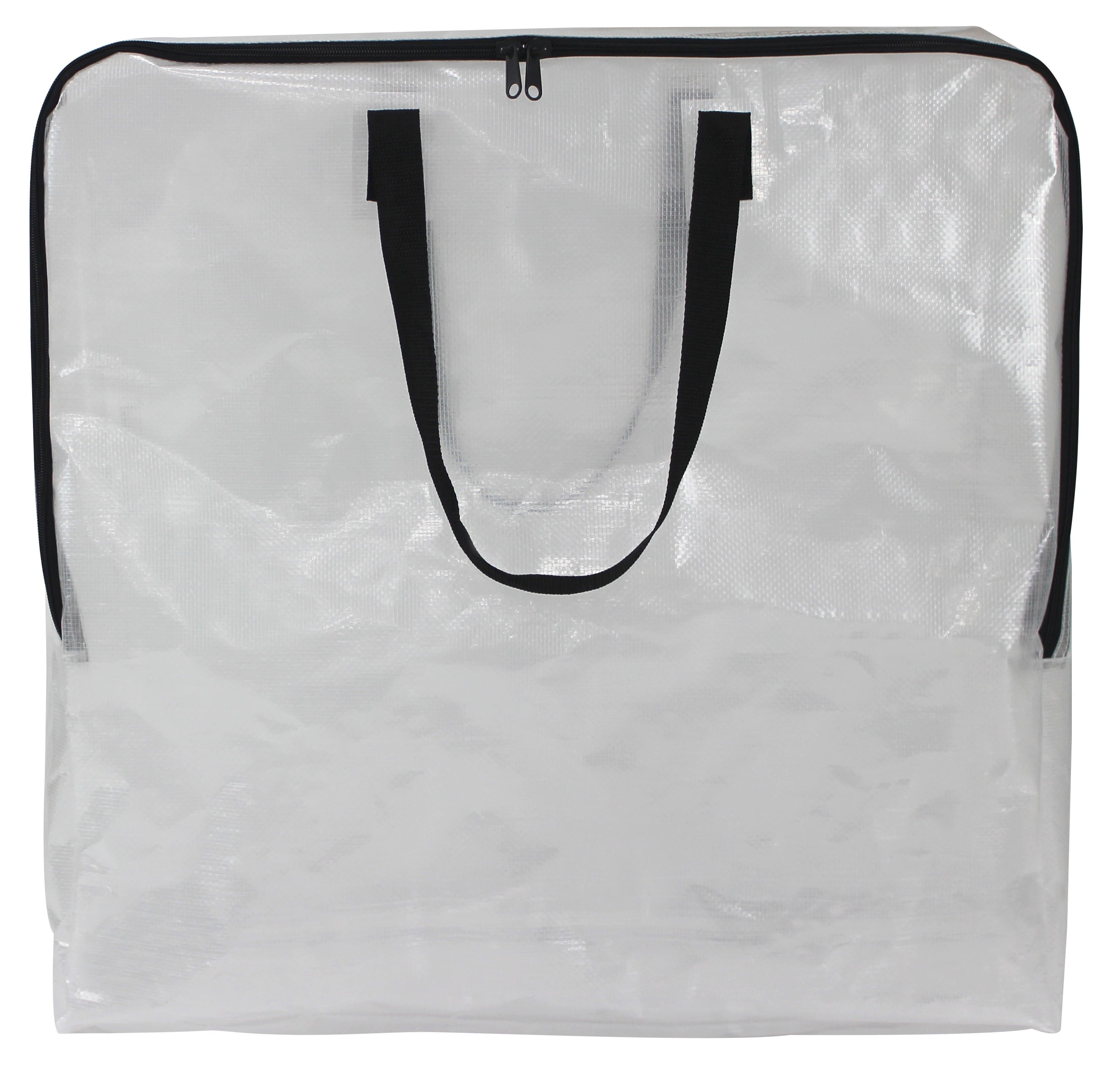 Clear 24 Gallon Heavy Duty Slim Storage and Moving Bag with Zipper Closure and Dual Carry Handles