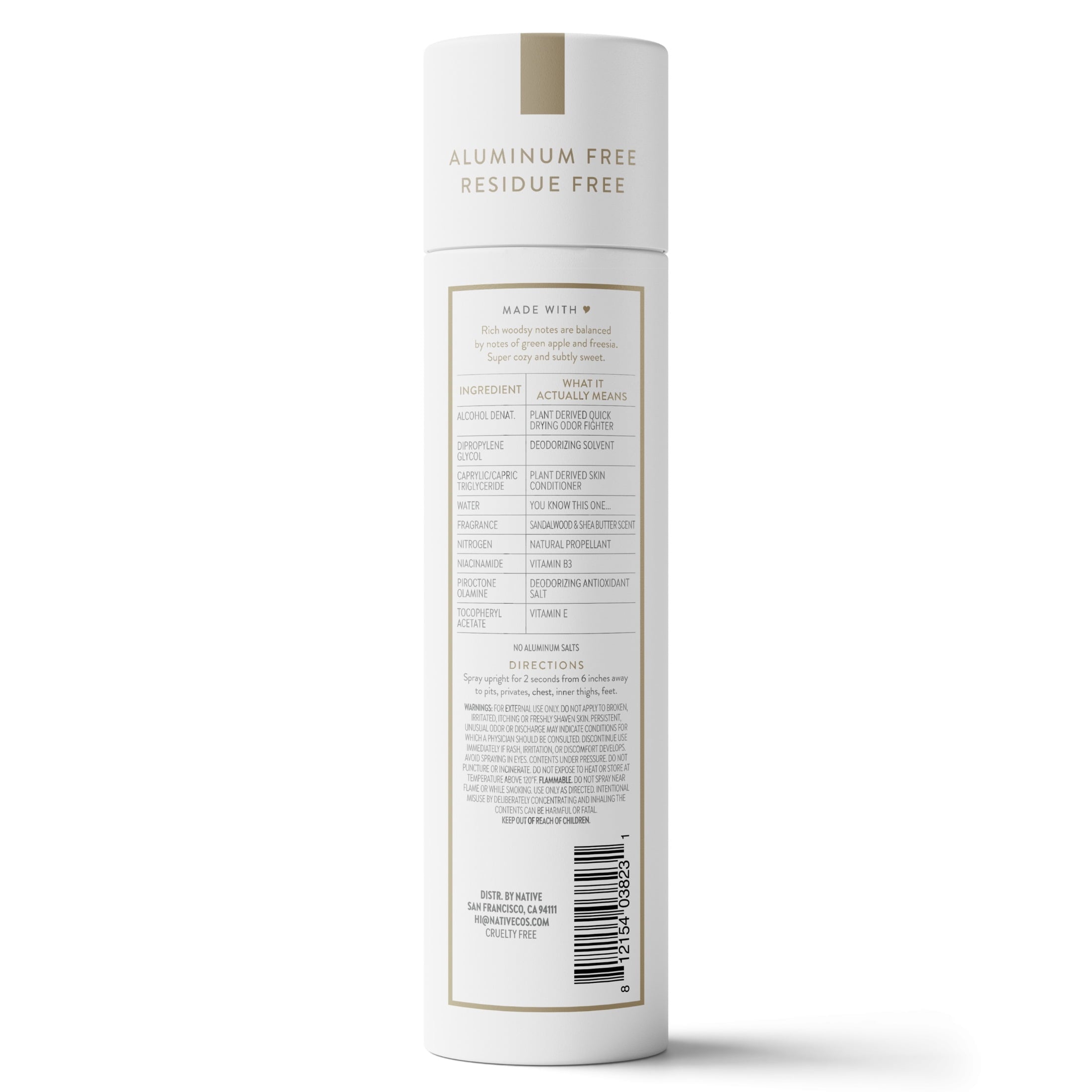 Deodorant Body Spray, Sandalwood & Shea Butter, Aluminum Free, for Women and Men, 3.5 oz