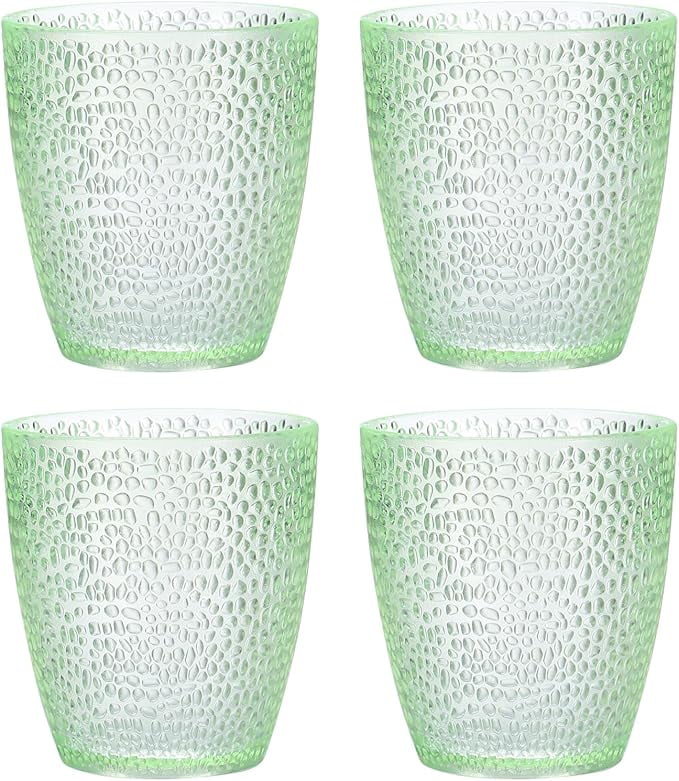 7oz Acrylic Drinking Glasses, 4Pcs Tumblers Drinkware Unbreakable Water Glasses Cups & for Home Outdoors Restaurant, Emerald