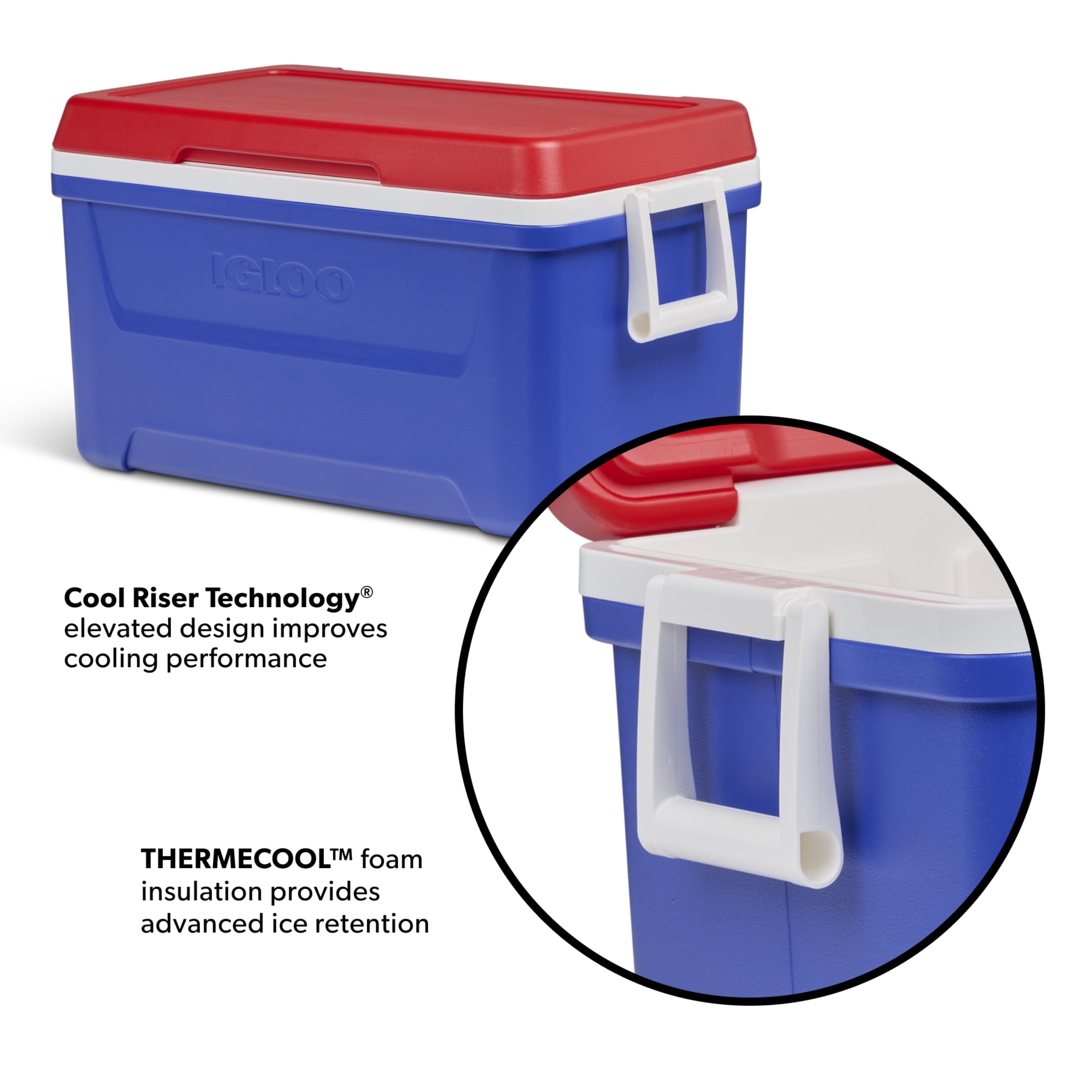 48 QT Laguna Hard Sided Ice Chest Cooler, Red