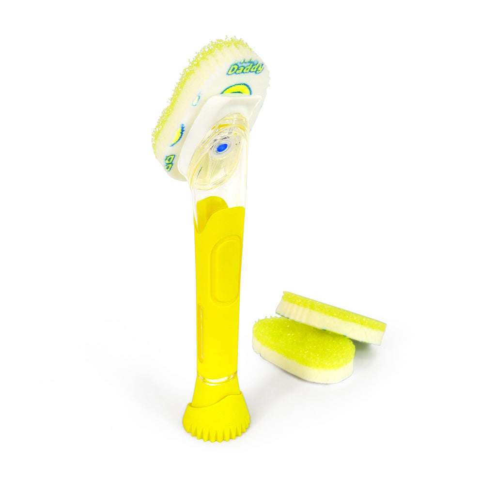 Dish Daddy Non-Scratch Sponge Dishwand with Non-Scratch Scrub Dishwand Refills, 3 Count