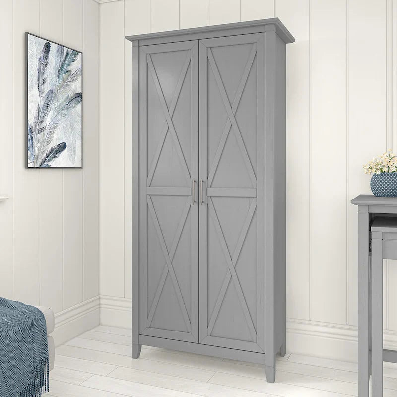 Key West Tall Storage Cabinet with Doors and Shelves by Bush Furniture