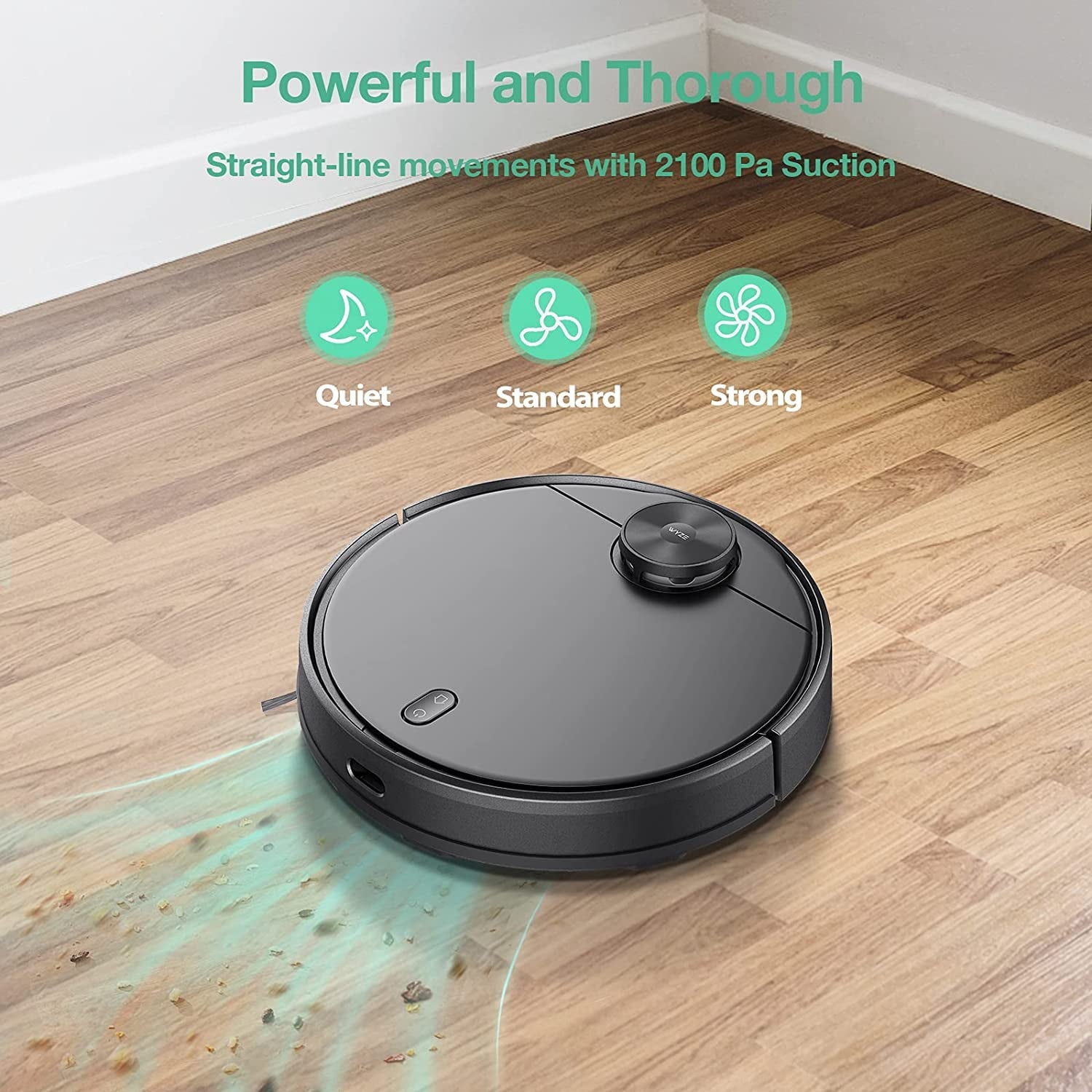 Box Wyze Wi-Fi Connected Robotic Vacuum with LiDAR Room Mapping, Ideal for, Hard Floors and Carpets