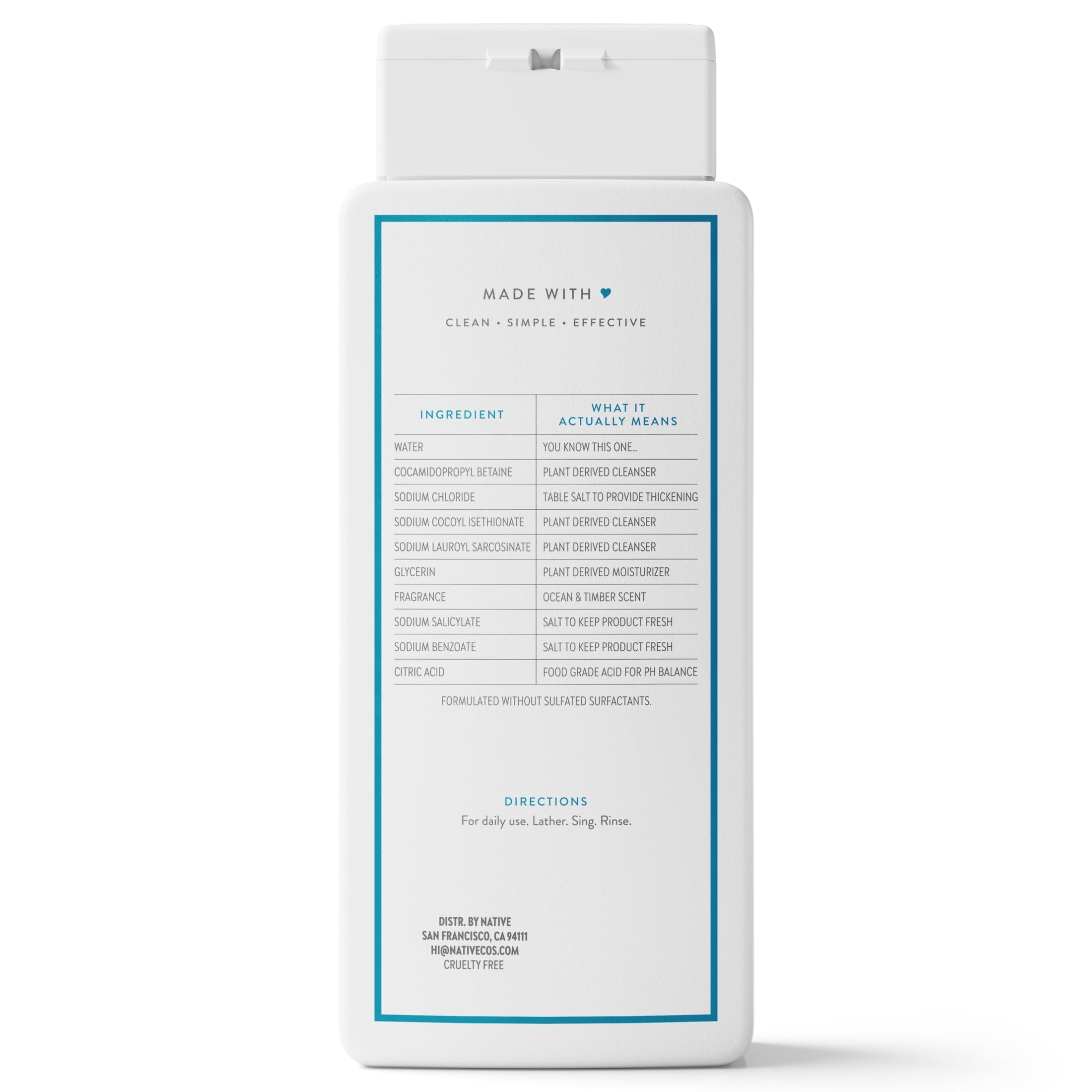 Body Wash, Ocean & Timber, Sulfate Free, Naturally Derived Ingredients, 24hr Freshness, for Women & Men, 18 fl oz