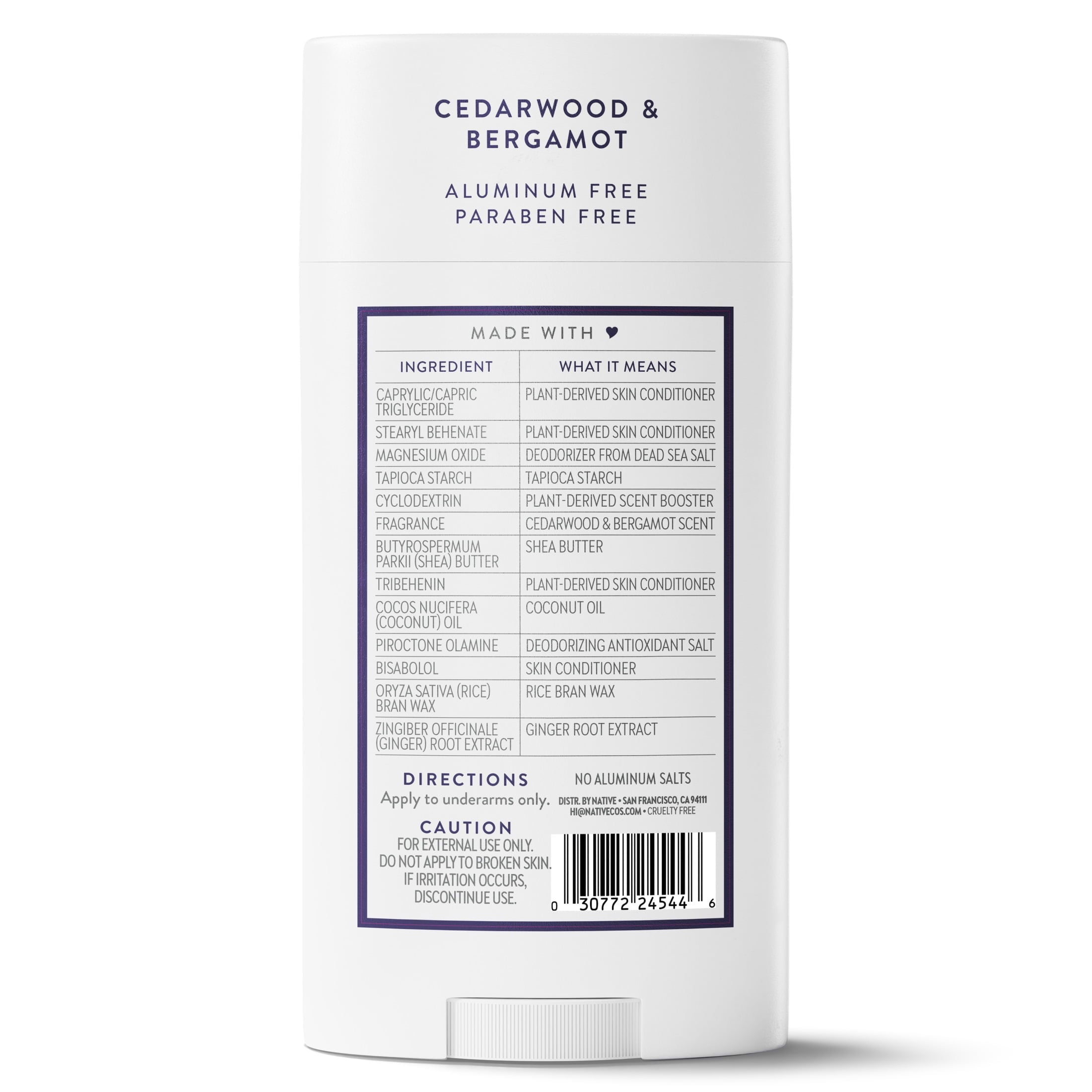 Aluminum Free Deodorant For Men, 72 Hour Solid Deodorant Stick, Cedarwood & Bergamot, 3.1oz