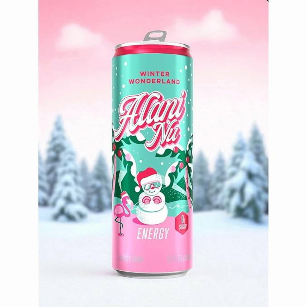 New Alani Energy Drinks Winter Wonderland, Hawaian Shaved Ice, Pink Slush Variety Pack Sugar-Free, Low-Calorie, Energy Boost Drink 12 fl oz (Pack of 6)