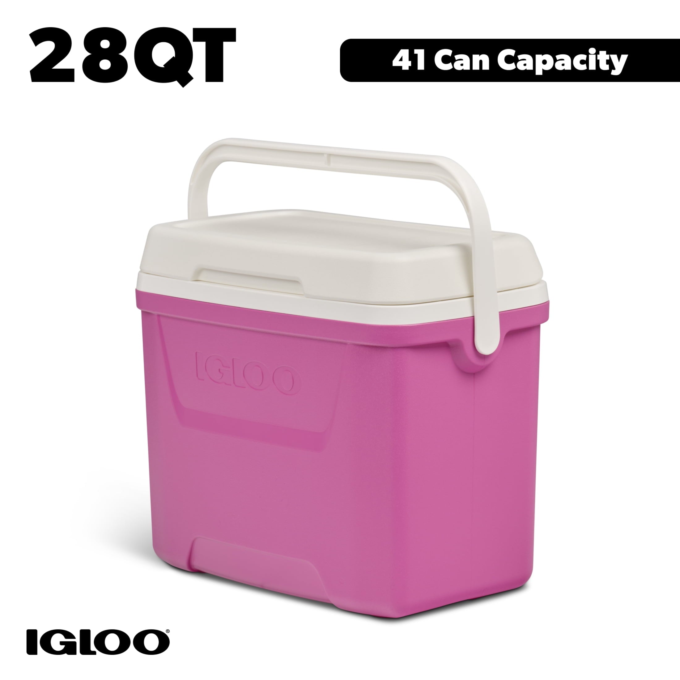 28 QT Laguna Hard-Sided Ice Chest Cooler, Aqua Blue and White