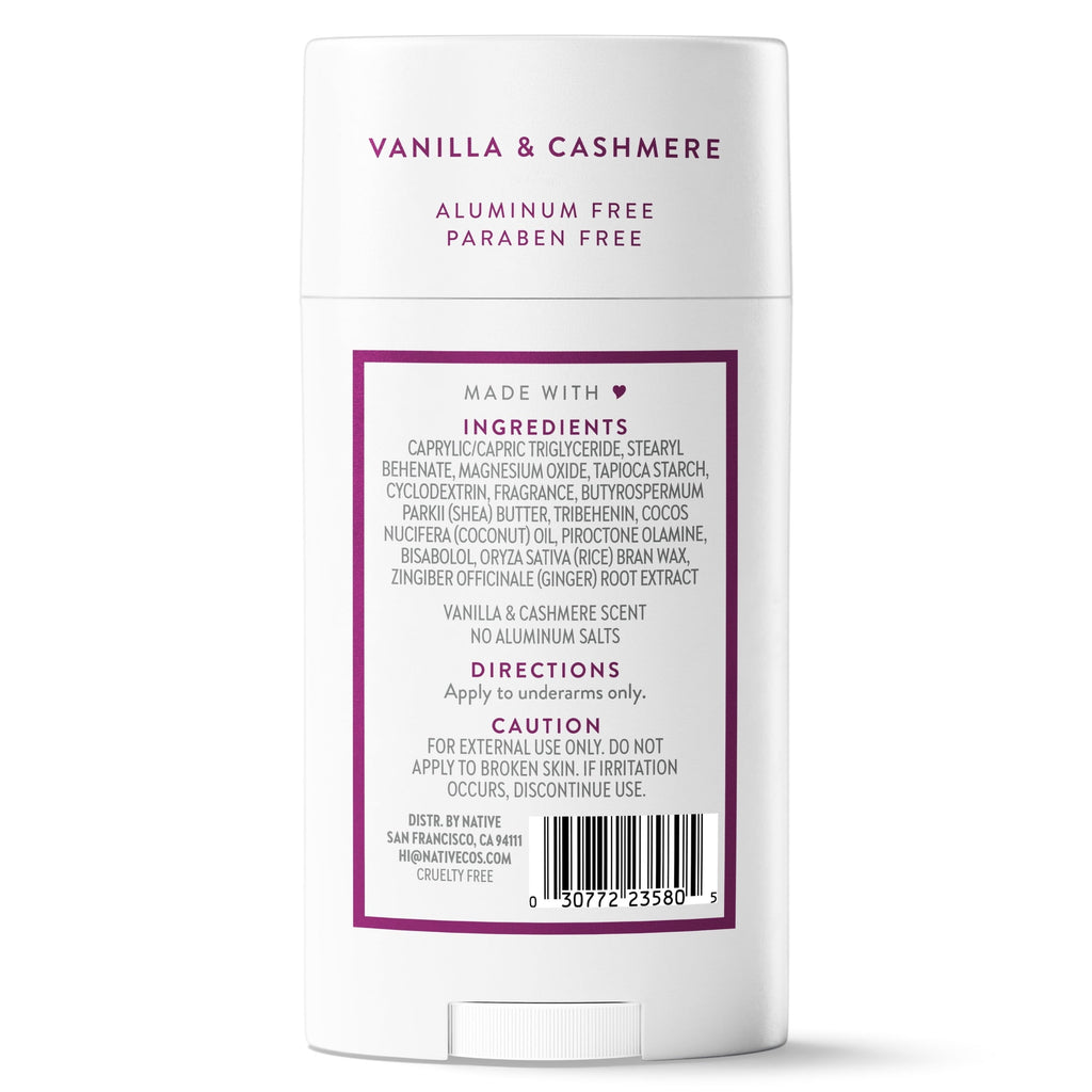Aluminum Free Deodorant For Women, 72 Hour Solid Deodorant Stick, Vanilla & Cashmere, 2.65oz