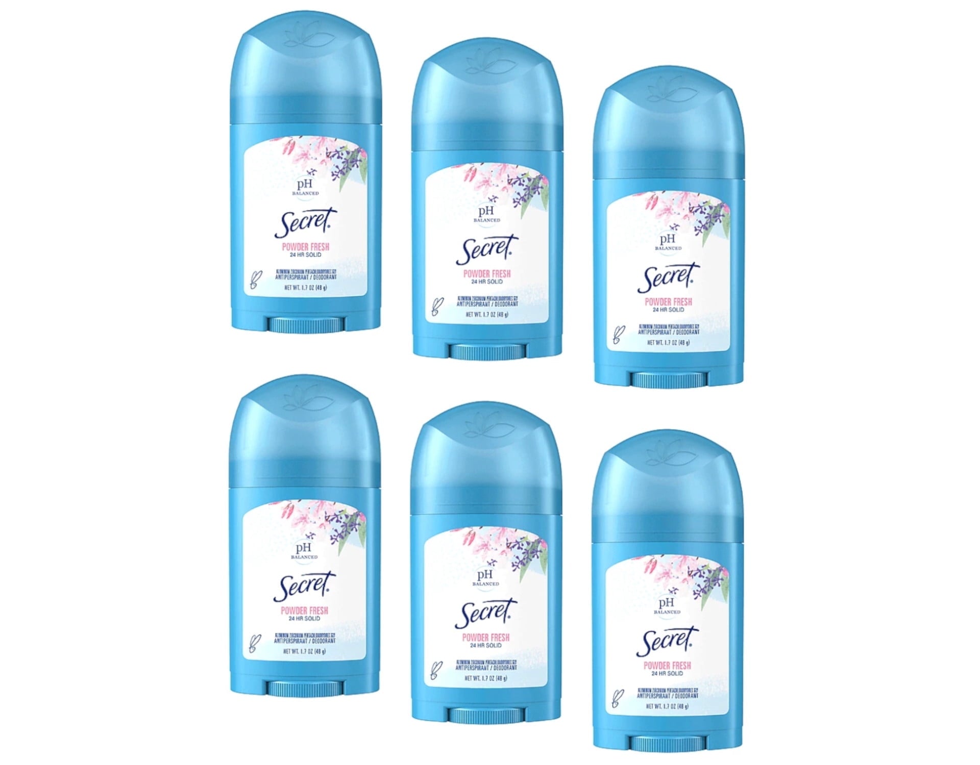 6 Pack - Secret Anti-Perspirant Deodorant Solid Powder Fresh 1.70 oz Each
