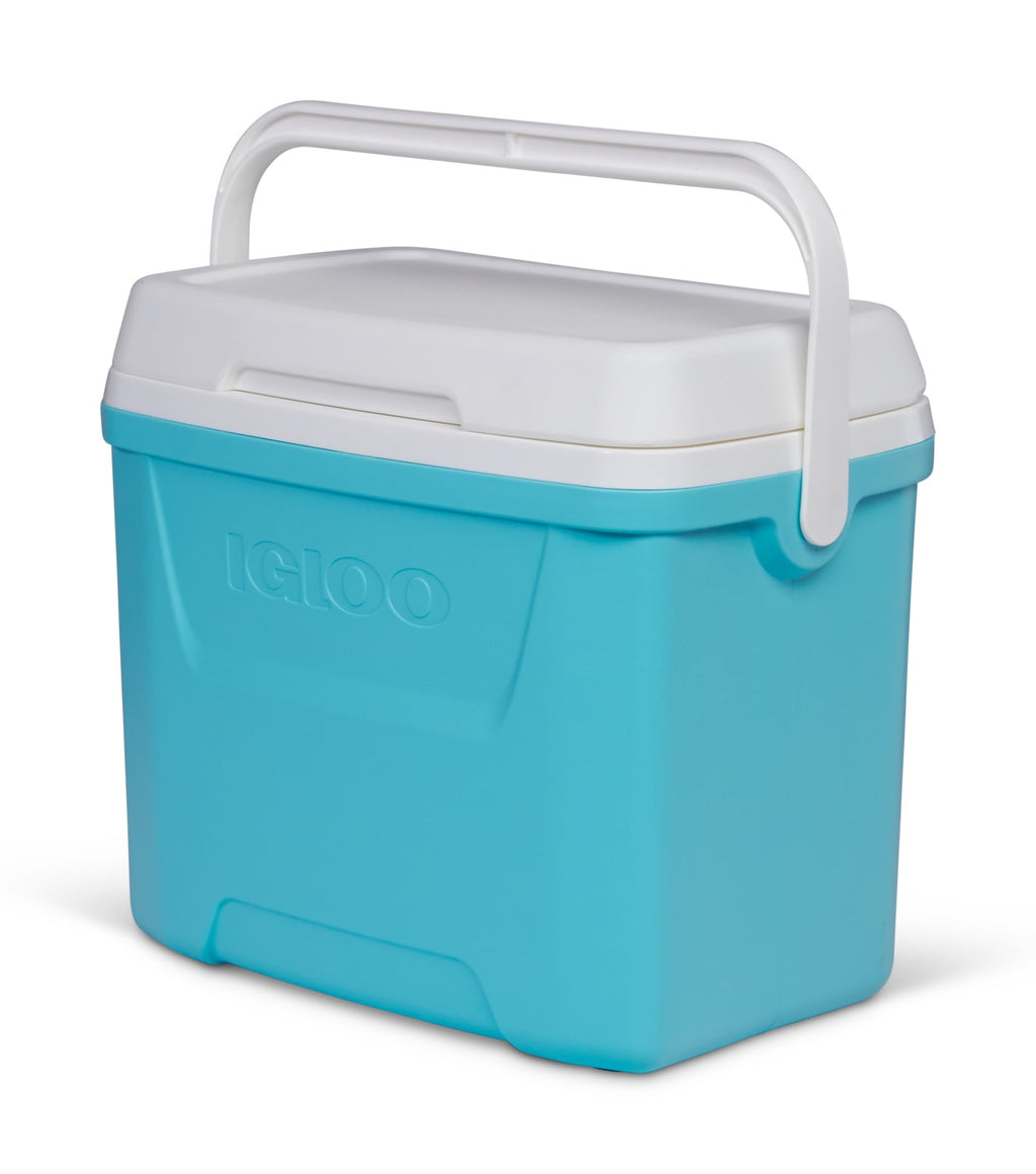 28 QT Laguna Hard-Sided Ice Chest Cooler, Aqua Blue and White