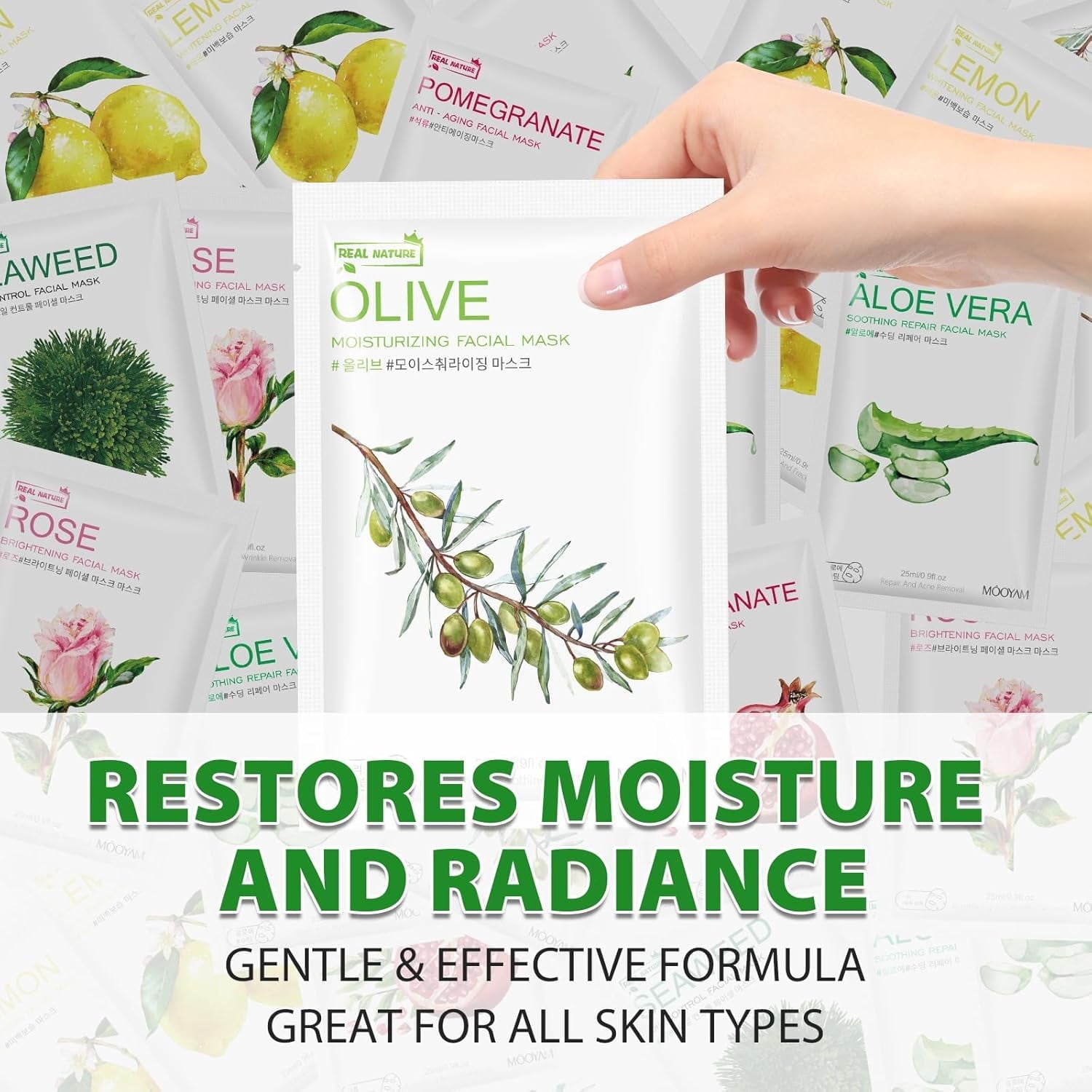 11 Pack Fruit Moisturizing Facial Mask Sheet, Rich in Fruit Essence Face Mask to Brighten and Hydrate Dull Skin