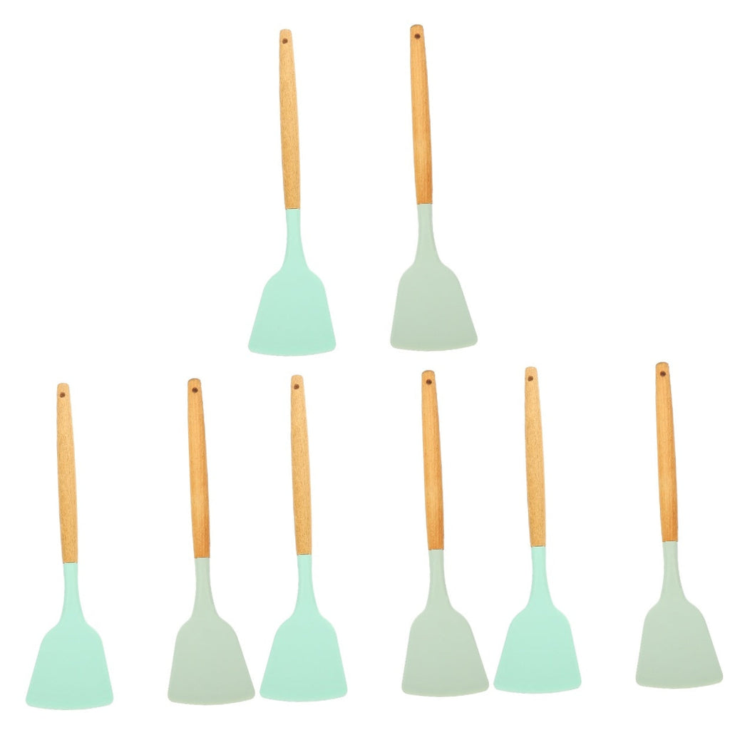 8-Piece Silicone Cooking Utensil Set with Wood Handles, Scratch Resistant, Kitchen Tools for Home
