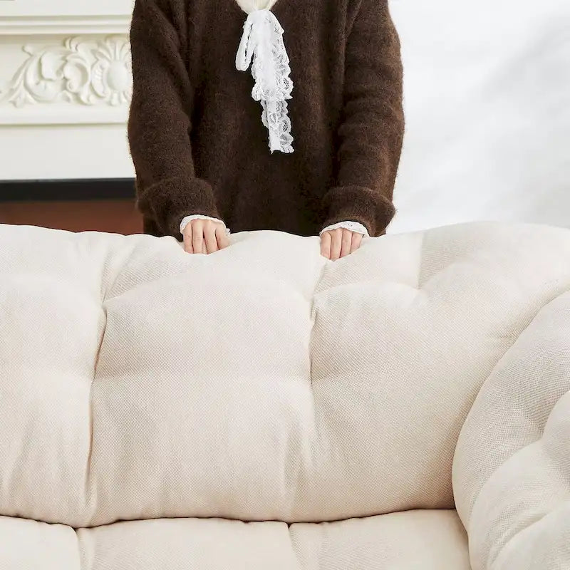 99.2 Chenille Comfort Deep Seat Sofa, Upholstered Fluffy Cloud Sofa