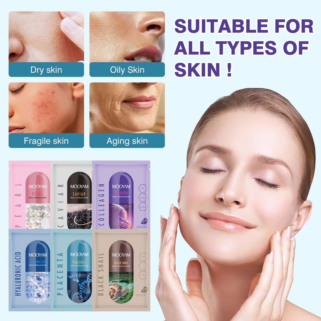 11 Pack Fruit Moisturizing Facial Mask Sheet, Rich in Fruit Essence Face Mask to Brighten and Hydrate Dull Skin