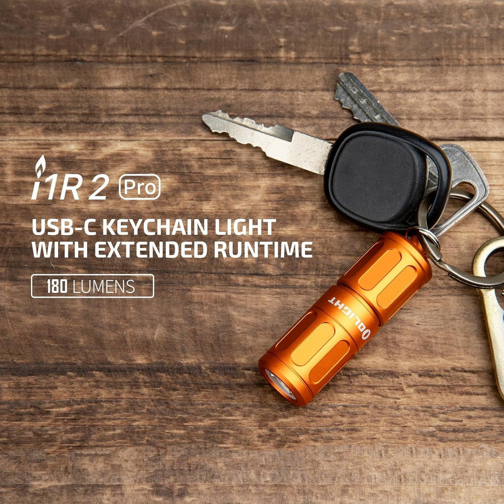 I1R 2 Pro Eos 180 Lumens EDC Rechargeable Keychain Flashlight. (Capsule Orange)