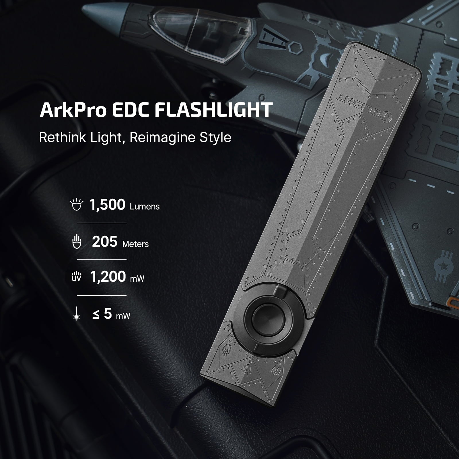 EDC Flat Flashlight Rechargeable with Green Beam, UV and White LED,1500 Lumens USB-C Pocket Camping Flashlight, Spotlight Floodlight for Outdoor Emergency Working (Matte Black CW)