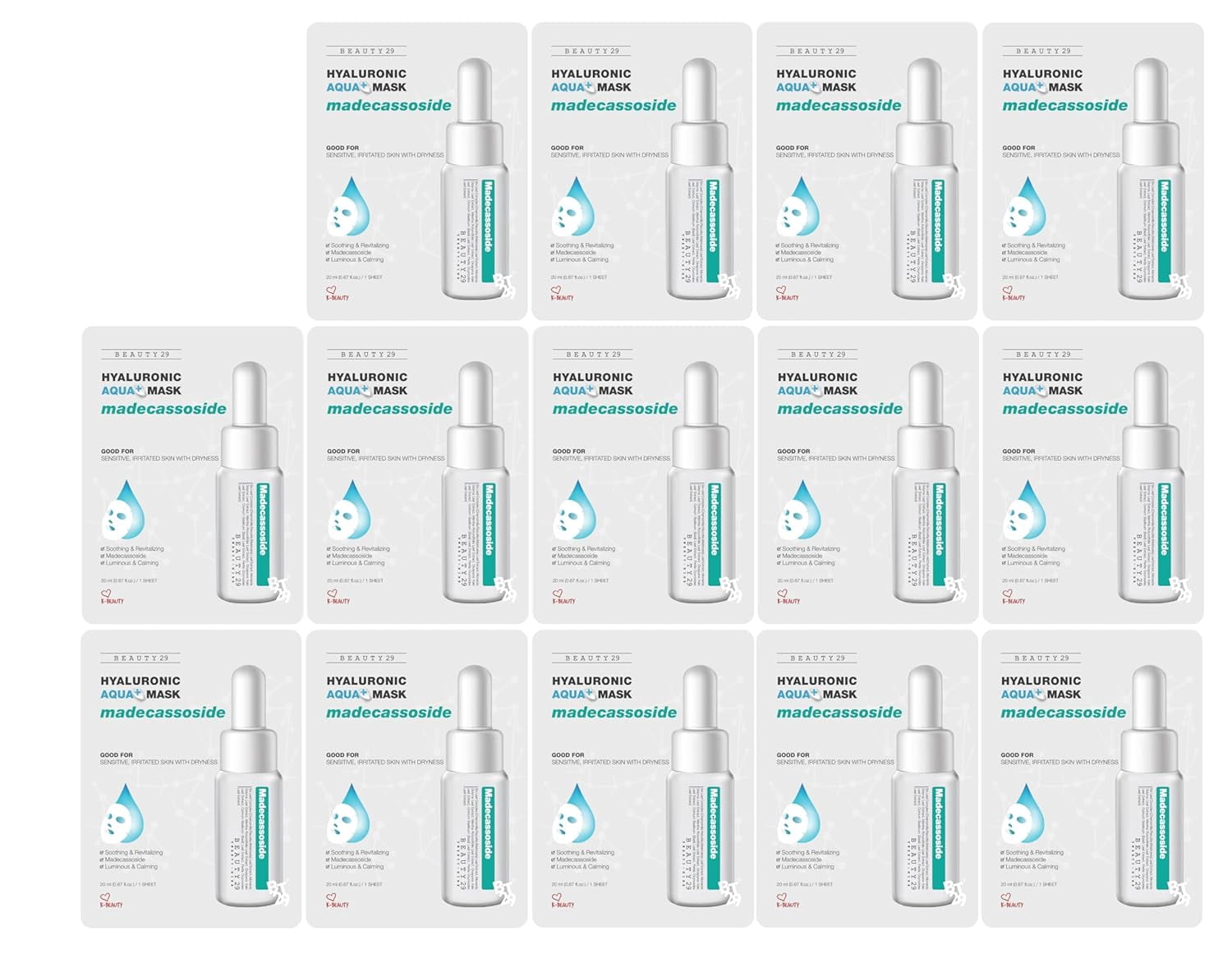BEAUTY29 Hyaluronic Aqua Plus Essence Full Face Facial Sheet Mask 14 Sheets - 2 WEEKS SET