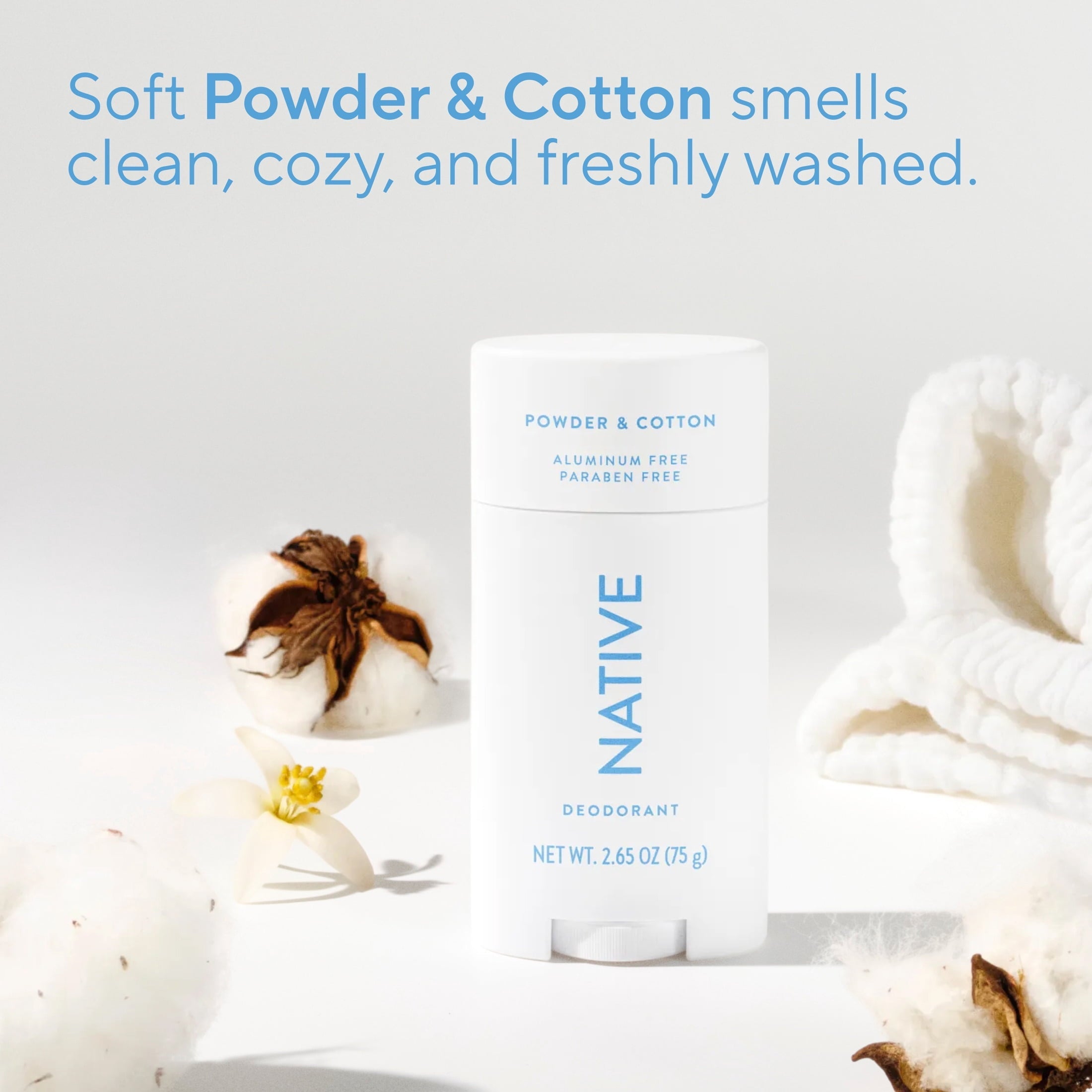 Deodorant, Aluminum Free, Powder & Cotton, for Women and Men, 2.65 oz
