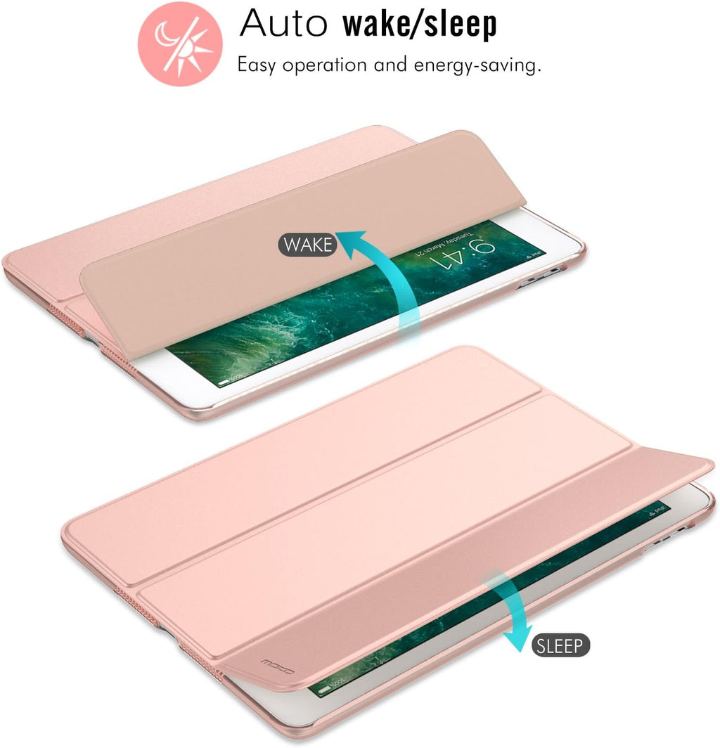 MoKo Case Fit 2018/2017 iPad 9.7 5th / 6th Generation - Slim Lightweight Smart Shell Stand Cover with Translucent Frosted Back Protector Fit Apple iPad 9.7 Inch 2018/2017, Rose Gold(Auto Wake/Sleep)