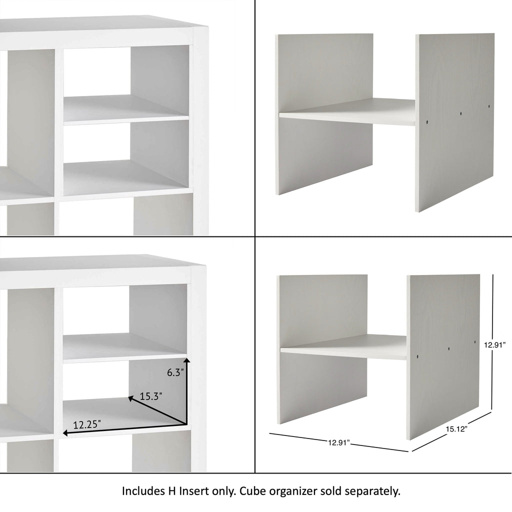 Better Homes & Gardens H Shelf Insert for Cube Organizers, White Texture