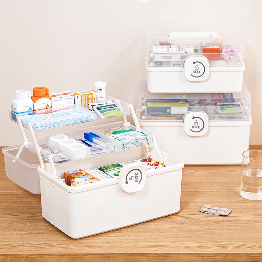 5 Layer storage bins with lid Stack & Carry Box Plastic Handled with Removable Tray for Craft Adult