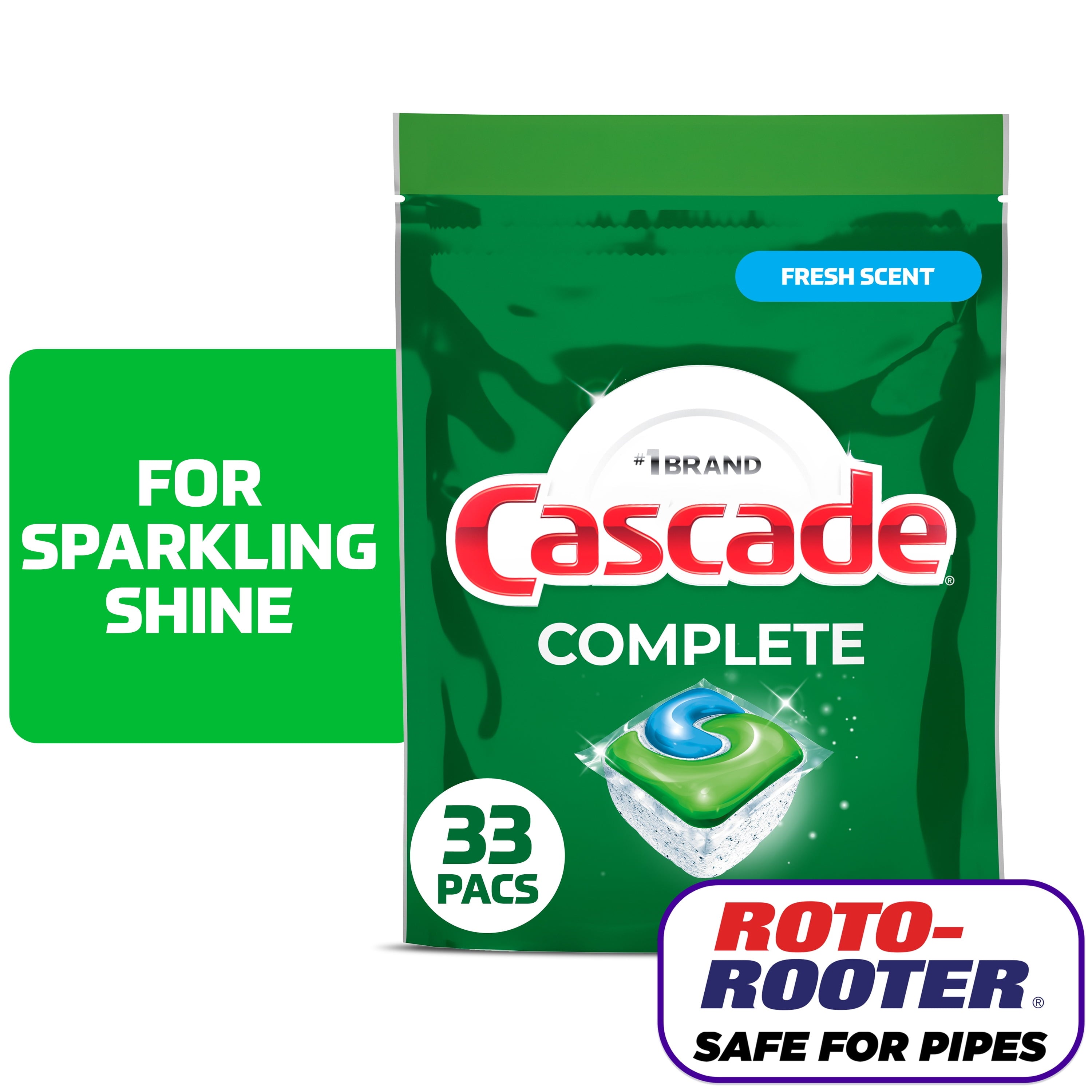 Complete Dishwasher Pods, Dishwasher Detergent, Dish Detergent Soap, Fresh, 33 Count